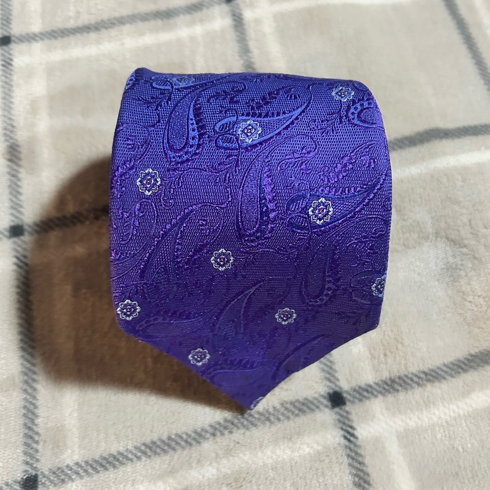 David Donahue Purple Paisley Jaquard Tie